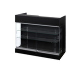 Counter Showcase 48(L ) x 22(W) x 42(H) - Inch, Black Ledge-top Counter With 4 Adjustable Shelves, 2 Drawers Back