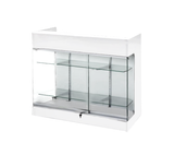 Counter Showcase 48(L ) x 22(W) x 42(H) - Inch, White Ledge-top Counter With 4 Adjustable Shelves, 2 Drawers Back