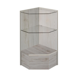 Corner glass display case for retail stores