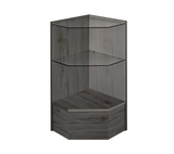 Corner glass display case  rustic grey