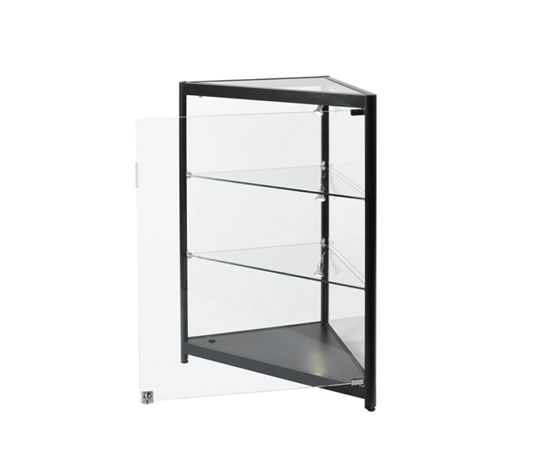 Black Corner Showcase with Lights