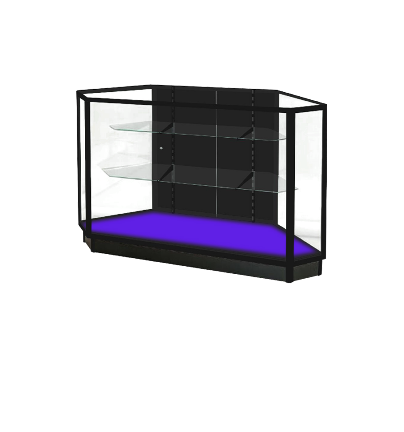 Lighted Glass Corner Display Case  Black