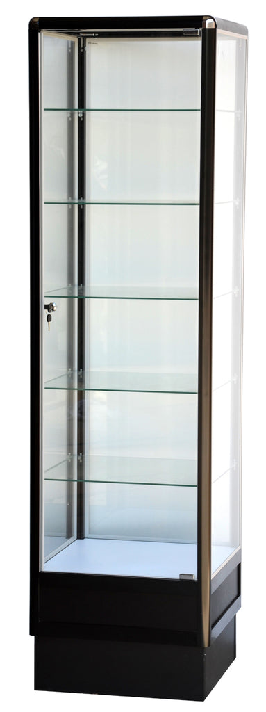 Display Cabinet With Glass Doors And Black Aluminum Frames - 72 x 20 x 20 - Inch