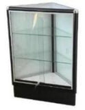 Corner Glass Display Case Triangle With Black Electrophoresis Aluminum Frame And Tempered Glass  - 38 x20 x 20 - Inch