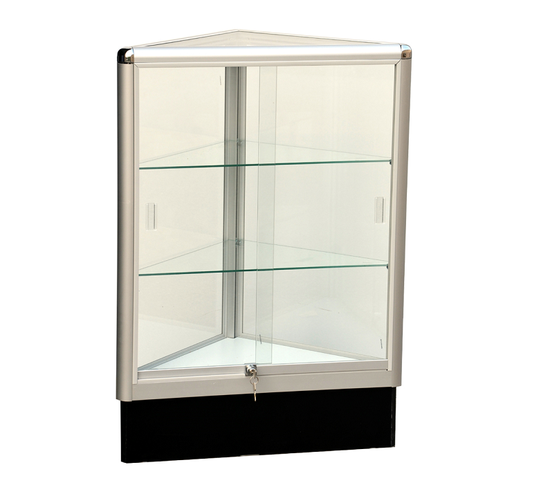 Corner Display Case With Aluminum Frame  38 x 20 x 20 - Inch