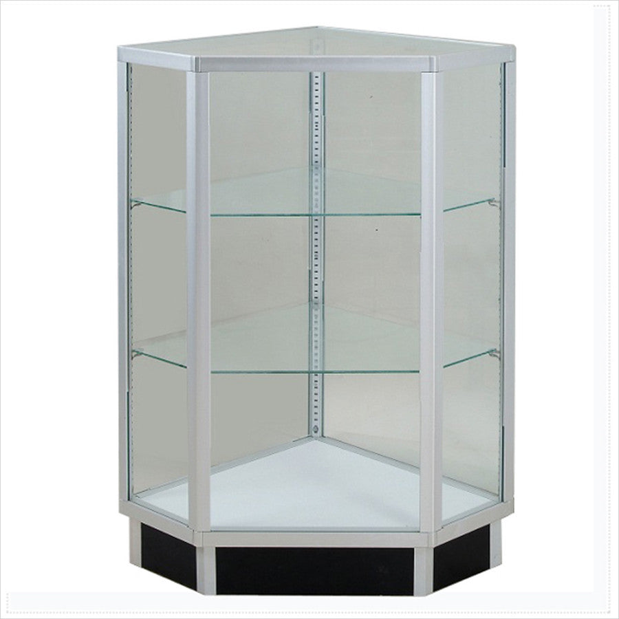 pentagon Extra vision corner display showcase cabinet - StoreFixtureShowcase.com