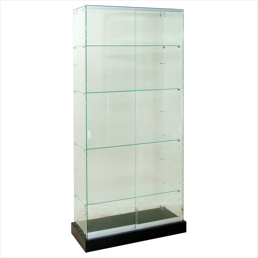 Frameless glass Tower display Showcase - StoreFixtureShowcase.com