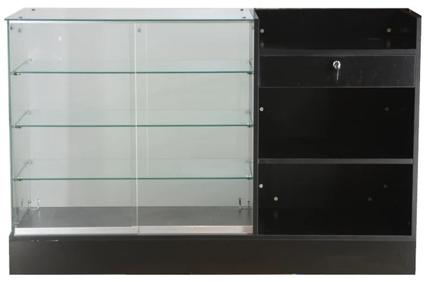 JASMODER Black Glass Cabinet Display Case 4 Shelves with Door