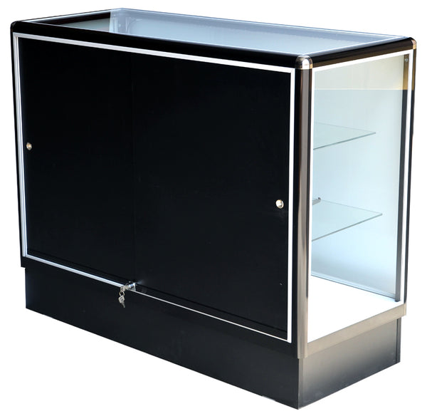 Glass Display Case - Glass Display Case with Lights - Black - ABLC-500B