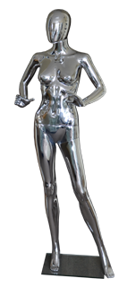 Female plastic mannequin silver chrome finish