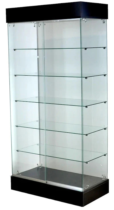 frameless glass display showcase with LED lights