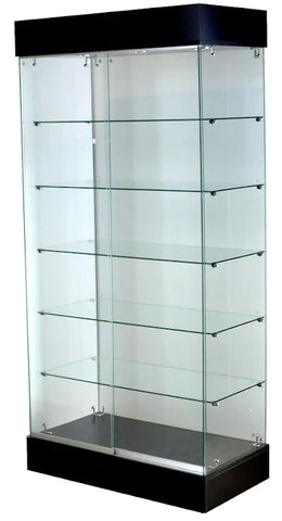 frameless glass display showcase with LED lights