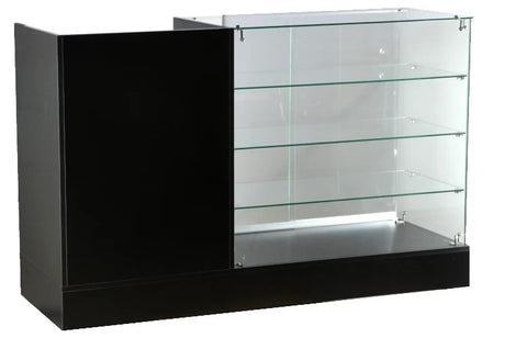 Frameless glass displaycase with register stand