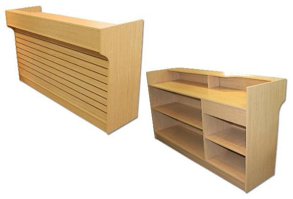 slat front ledge top counter maple