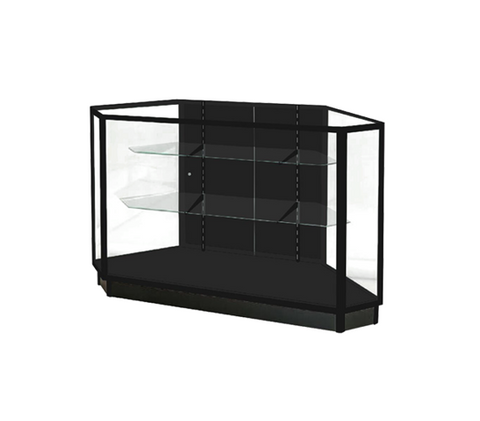 Black aluminum frame corner display case