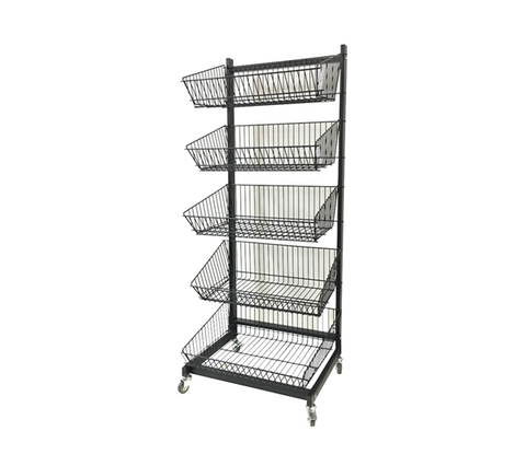 Wire Basket Display Black - 5 Tier