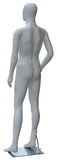 Full Body Male Mannequin, Plastic, White, with Egg Face and Glass Base