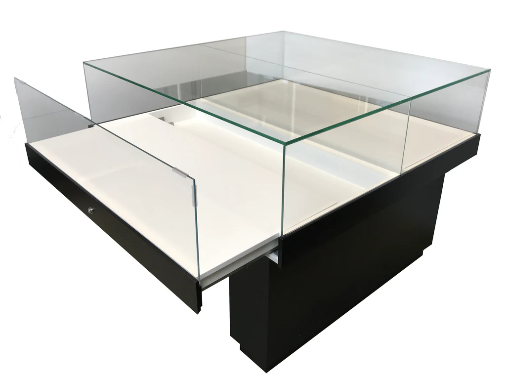 Jewelry Display Case -Double Side Drawer Style Frameless Display Case