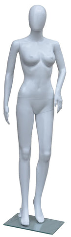 Mannequin with Egg Face in White for Female, Plastic and Hard to Break - ABFA-3-1W