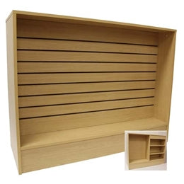 Retail Checkout Counter 72 Inch with Slatwall Front Maple