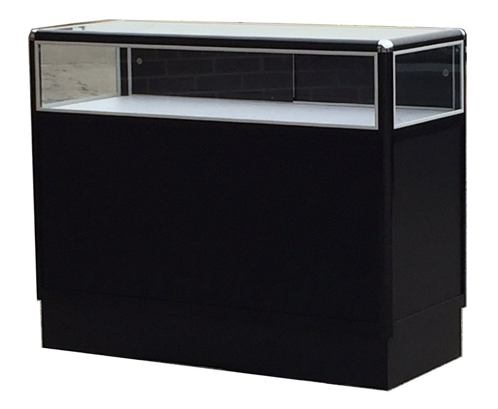 Retail Jewelry Display Cases With Aluminum Frames In Black Electrophoresis - 48 x 38 x 20 - Inch