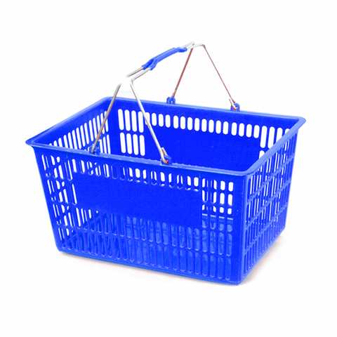 Blue Plastic Shopping Basket - StoreFixtureShowcase.com