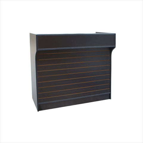 Ledgetop register counter with slatwall front - StoreFixtureShowcase.com
