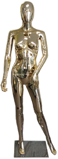 Female plastic mannequin golden chrome finish
