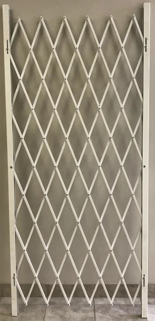 Folding Security Gate White 79 - Inch High, in 38, 48, 58, 68, 78, 88, 98 and 125 - Inch Lengths