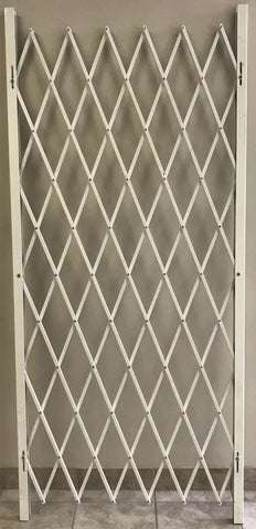 Folding Security Gate White 98 - Inch High, in 38, 48, 58, 68, 78, 88, 104, and 125 - Inch Lengths