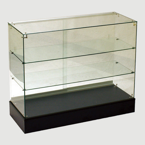 glass display case - frameless glass showcase - 48(L) x 18(W) x 38(H) - inch black