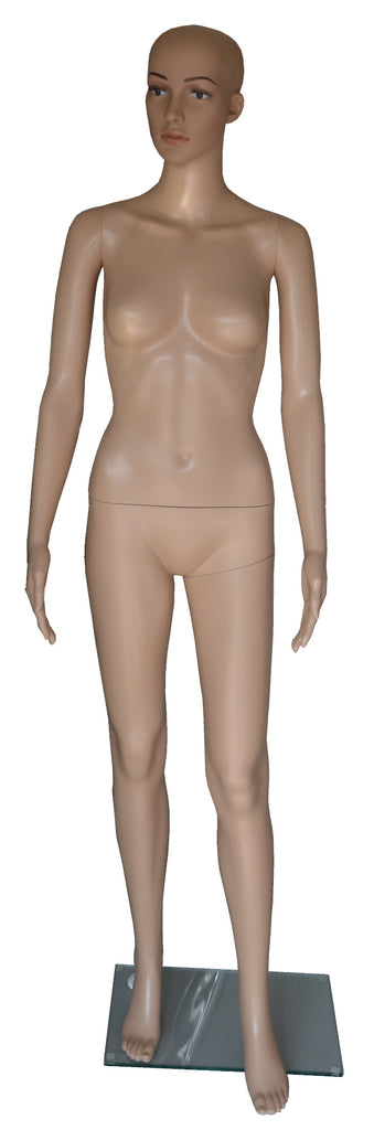 Mannequin for Sale Female, Plastic, Unbreakable Skin Tone with Glass Base. Height: 68, Chest:32, Waist:24, Hip: 33-Inch.